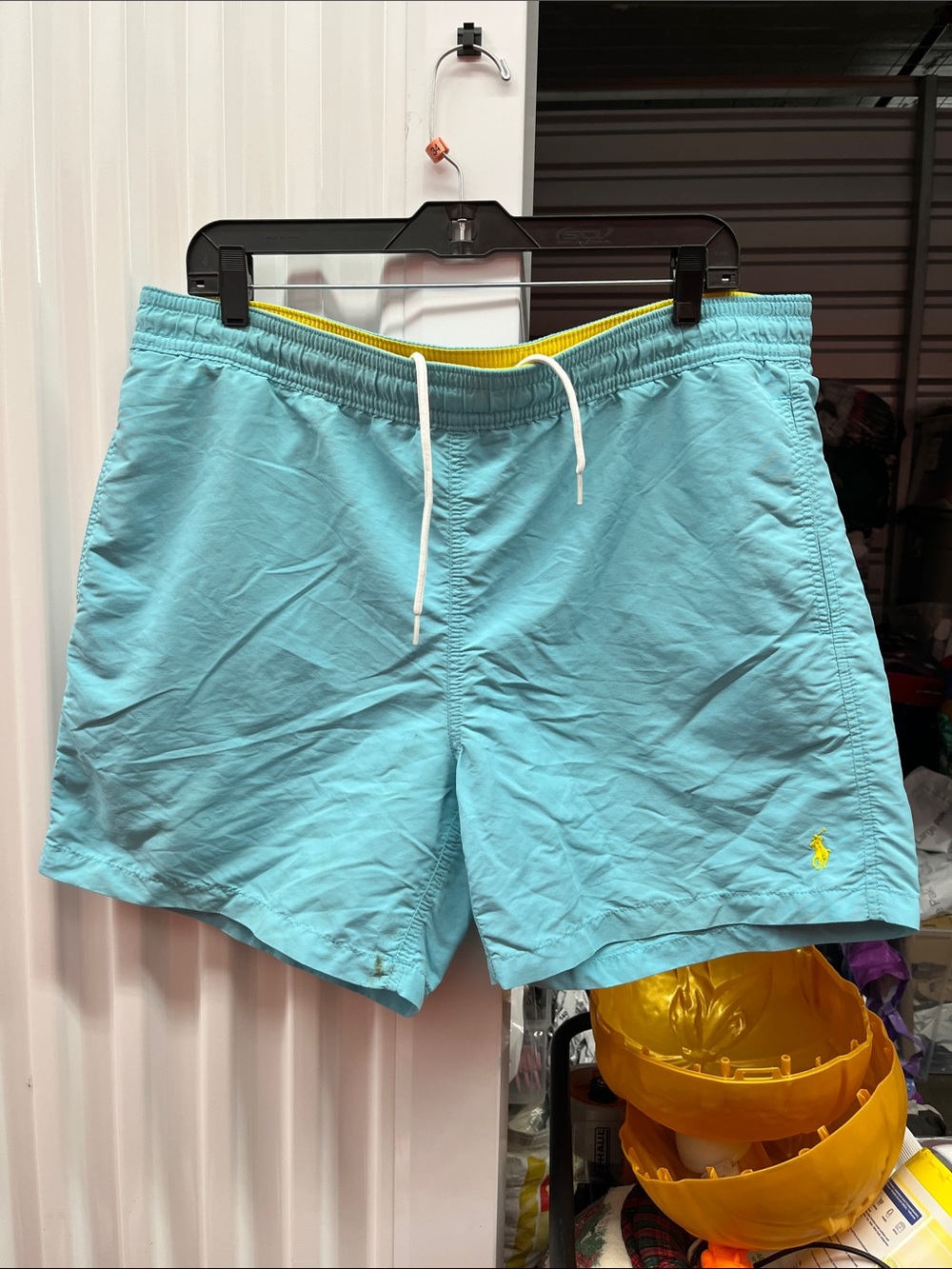 Polo by Ralph Lauren Aqua Swim Trunks with Yellow Lining